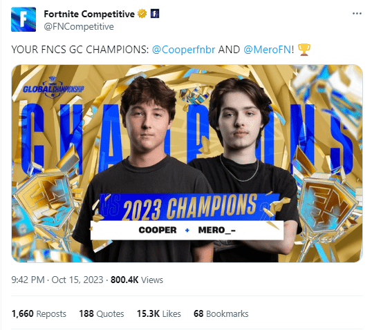 Результаты серии чемпионов Fortnite 2023 — изображение 3