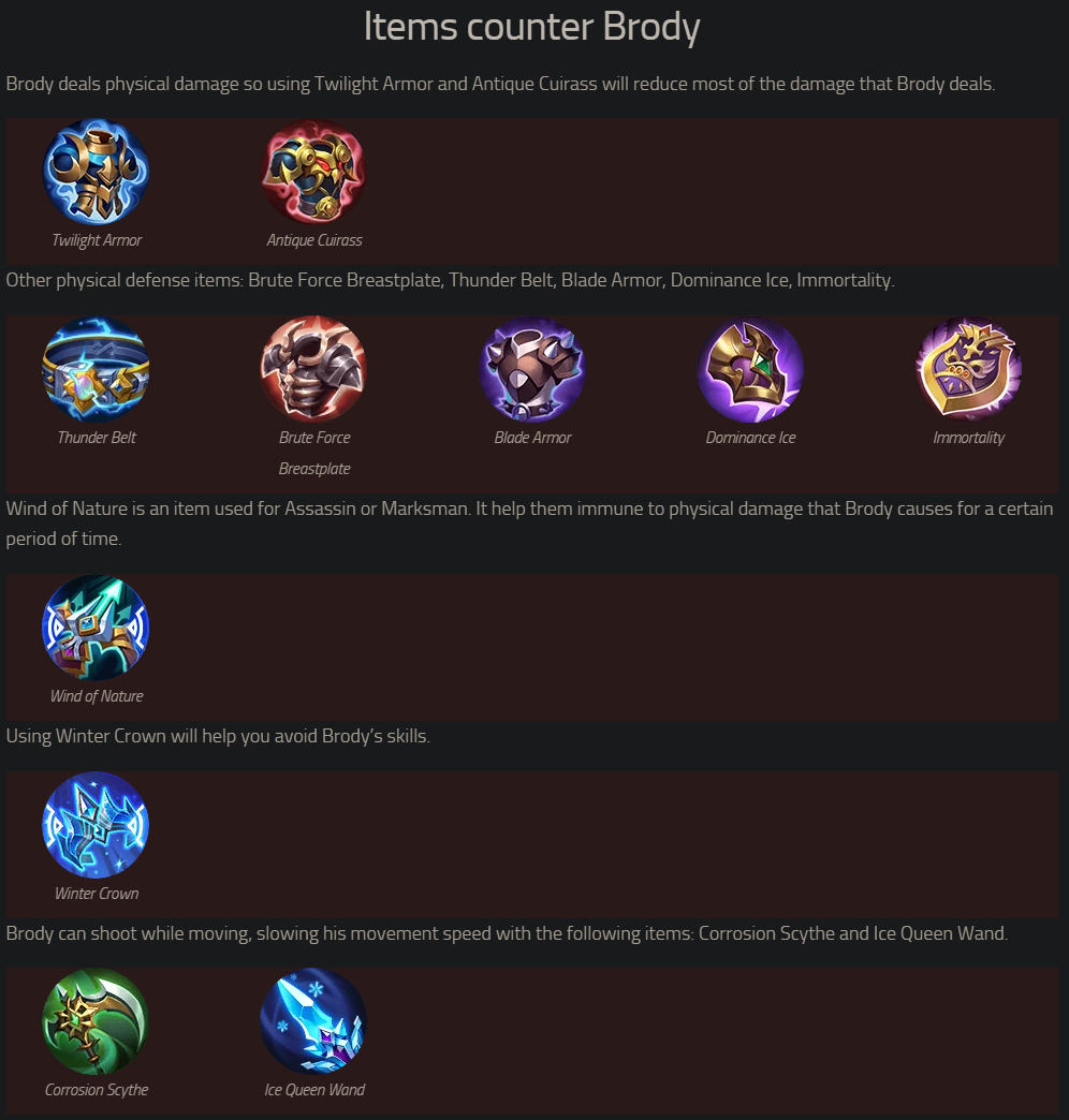 Предметы против Броди