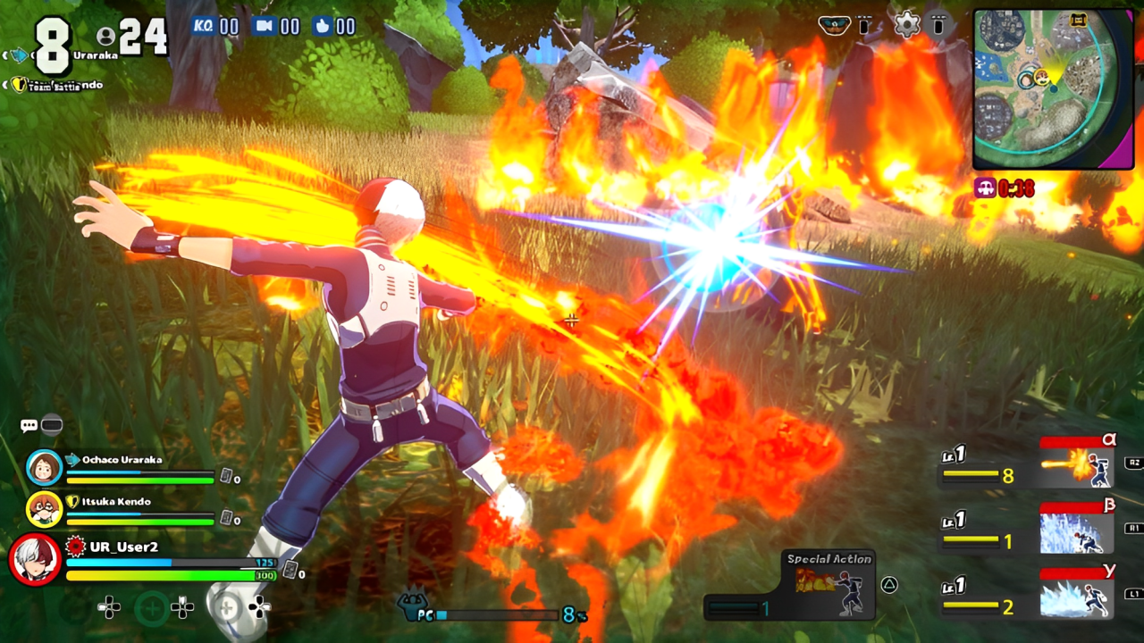 My Hero Ultra Rumble - управление героем в огненной битве