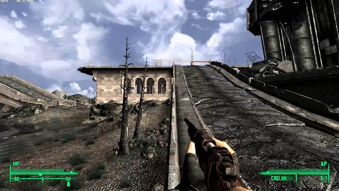 Fallout 3 Game of the Year Edition in a broken city