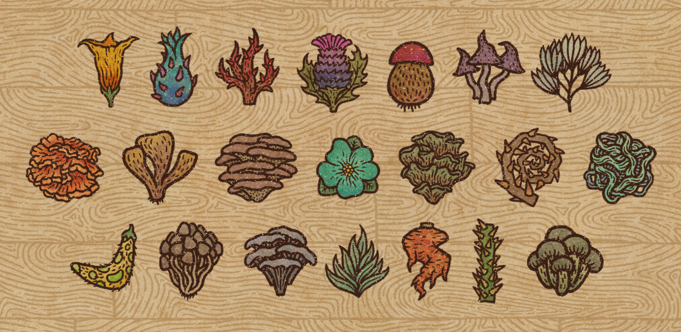 Potion Craft Alchemist Simulator mushrooms and herbs