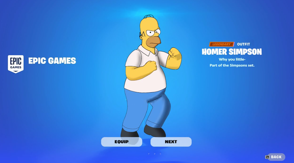 Коллаборация скинов Гомера в Fortnite и Симпсонах