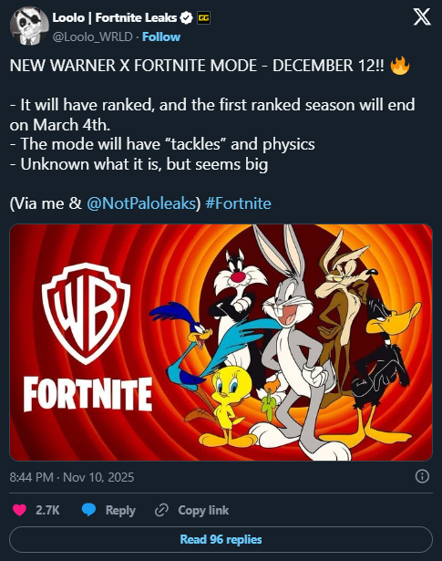 Fortnite получает новый режим от Warner Bros, и он будет с обновленной физикойn — изображение 2